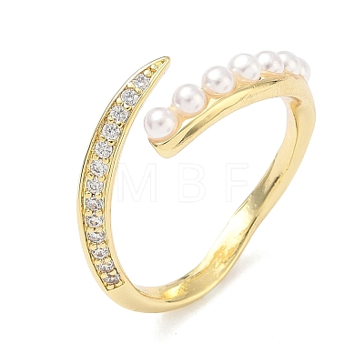 Brass Micro Pave Cubic Zirconia Cuff Open Rings RJEW-C158-01G-1