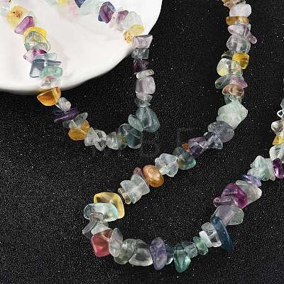 Natural Fluorite Chips Beaded Necklace NJEW-FZ00004-08-1