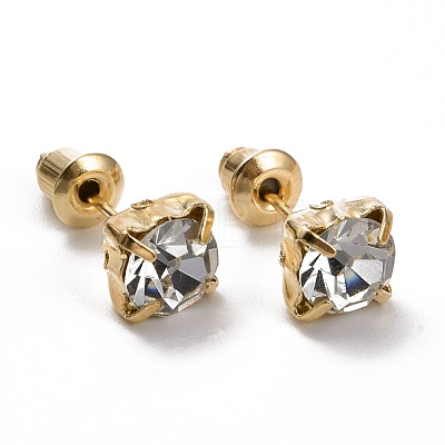 Ring & Daisy & Star & Square Rhinestone Stud Earrings EJEW-D277-07G-1