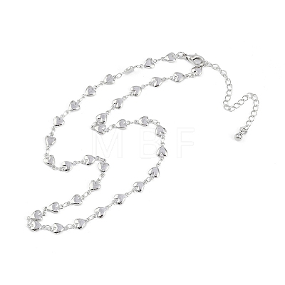 Simple Alloy Heart Link Chain Necklaces for Women NJEW-K384-05P-1