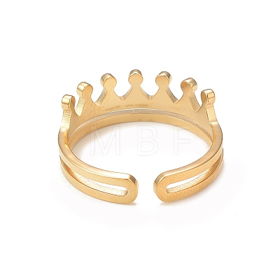 Crystal Rhinestone Crown Open Cuff Ring RJEW-I096-02G-1