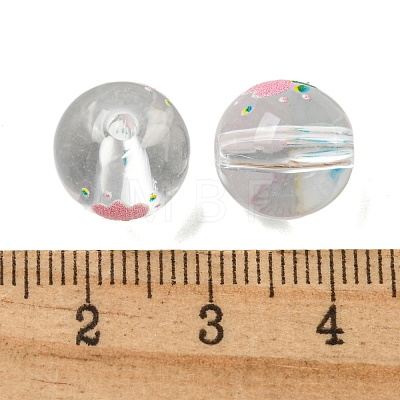 Transparent Printed Acrylic Beads OACR-H124-06B-1