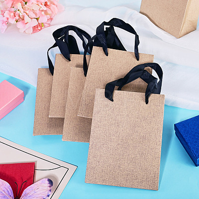 10Pcs Paper Gift Tote Bags with Nylon Ribbon Handles ABAG-TA0002-31B-1