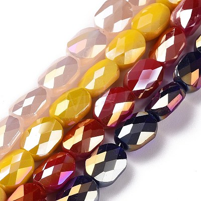 Faceted Electroplated Glass Beads Strands GLAA-G092-C-1