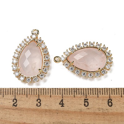 Natural Rose Quartz Faceted Teardrop Pendants G-I375-01G-16-1