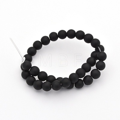 Dyed Natural Black Agate Beads Strands G-P088-14-8mm-1