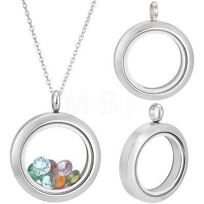 2Pcs Stainless Steel Locket Pendants STAS-BBC0010-31C-1