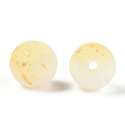 Frosted Baking Painted Crackle Glass Beads with Glitter Powder DGLA-T004-01I-1