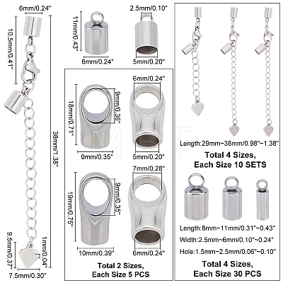 304 Stainless Steel Cord Ends and Chain Extender STAS-UN0019-77P-1
