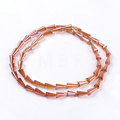 Electroplated Glass Beads Strands EGLA-R014-M-1