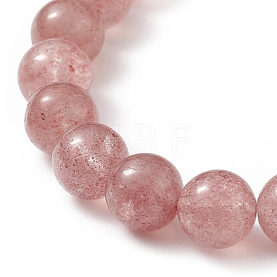 Natura Strawberry Quartz & Pearl Beaded Stretch Bracelet BJEW-JB09004-1