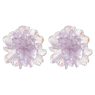 Resin Flower Stud Earrings with 304 Stainless Steel Pins EJEW-JE05359-01-1