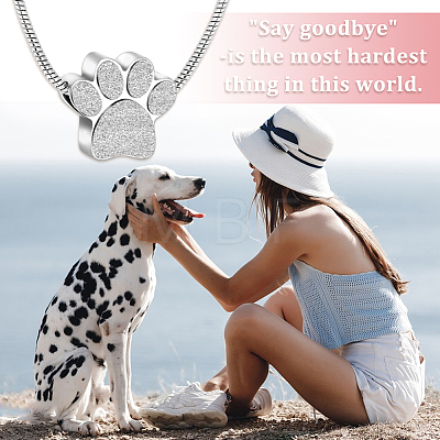 Paw Print Urn Ashes Necklace NJEW-WH0024-01S-1