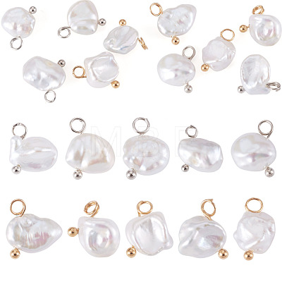 10Pcs 2 style Nuggets Natural Baroque Keshi Pearl Pendants PALLOY-TAC0304-1