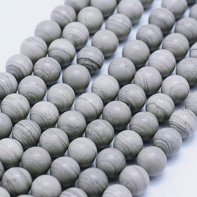 Natural Silver Line Jasper Beads Strands G-F531-10mm-O-1