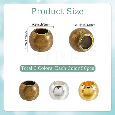 150Pcs 3 Colors Tibetan Style Spacer Beads TIBEB-PA0001-09-1