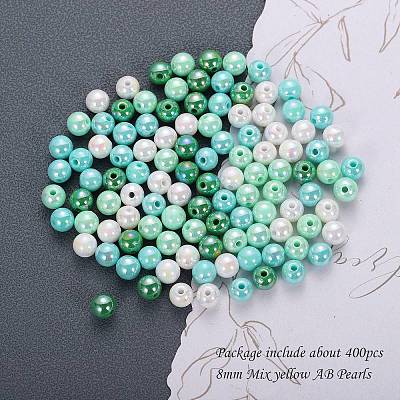 400Pcs 4 Colors Opaque Acrylic Beads MACR-SZ0001-79B-1