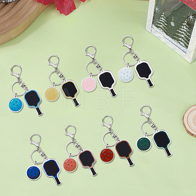 8Pcs 8 Colors Sport Theme Plastic Keychains KEYC-SP0001-72-1