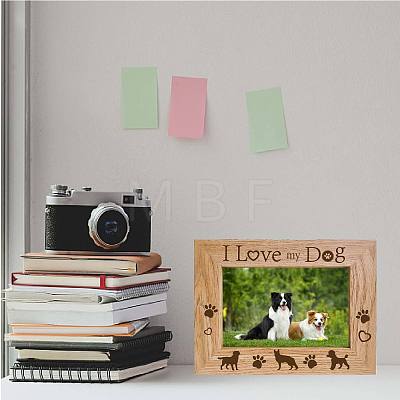 Rectangle with Dog & Word Wooden Photo Frames AJEW-WH0292-005-1