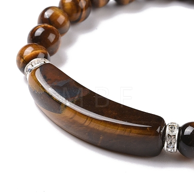 Natural Tiger Eye Beads Charm Bracelets BJEW-K164-B06-1