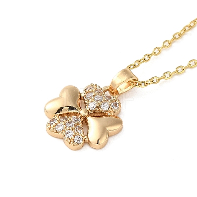 Brass Micro Pave Clear Cubic Zirconia Pendant Necklaces for Women NJEW-E106-05KCG-01-1