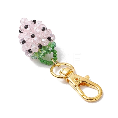 Glass Seed Beaded Strawberry Pendant Decoration HJEW-MZ00160-02-1