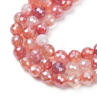 Electroplated Natural Agate Beads Strands G-B191-A07-6mm-15-1