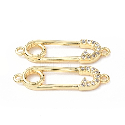 Eco-Friendly Rack Plating Brass Micro Pave Clear Cubic Zirconia Connector Charms KK-F845-04G-1