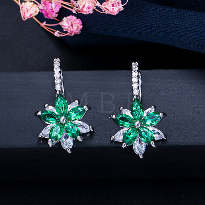 Brass Cubic Zirconia Hoop Earrings WGBE890-02-1