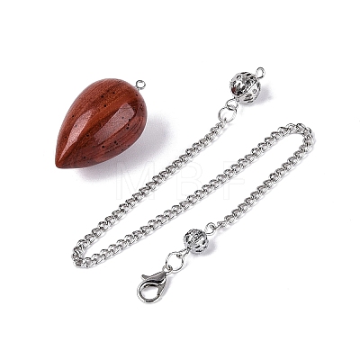 Natural Red Jasper Dowsing Pendulum Pendants AJEW-N005-02E-1
