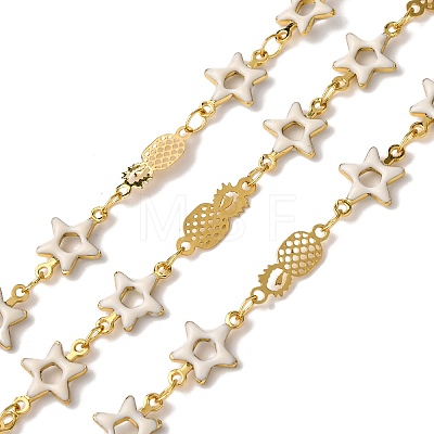 Brass Pineapple with Star Link Chains KK-D422-03G-1