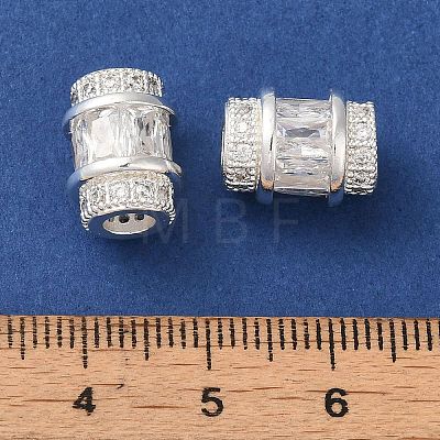 Rack Plating Brass Pave Clear Cubic Zirconia European Beads KK-M285-28S-1