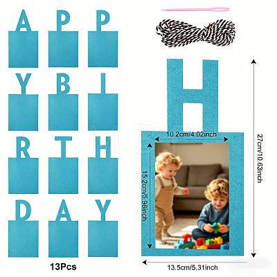 Paper Glitter Happy Birthday Photo Hanging Banner DIY-FZC0002-04D-1