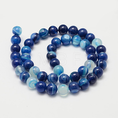 Natural Striped Agate/Banded Agate Bead Strands X-G-K155-B-8mm-02-1