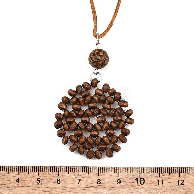 Boho Woven Wood Beads Pendant Long Necklaces WD-CBA76F6-01B-1
