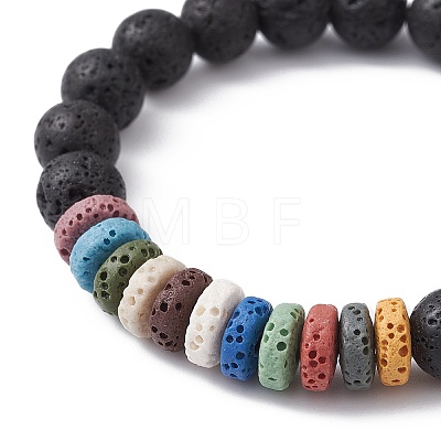 Dyed Natural Lava Rock Beaded Stretch Bracelets for Kid BJEW-JB09666-1