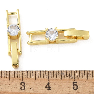 Rack Plating Brass Micro Pave Cubic Zirconia Fold Over Clasps KK-A234-016G-02-1