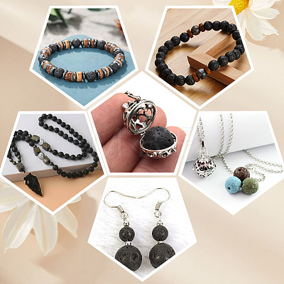 5 Strands Natural Lava Rock Round Beads Strands G-LT0001-02C-02-1