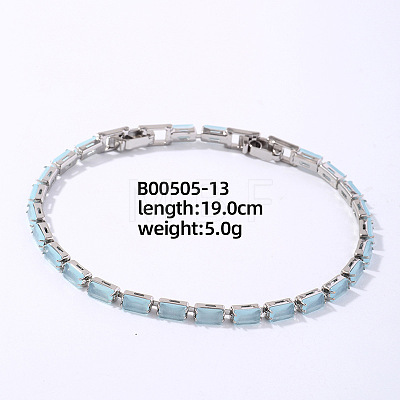 Brass Rhinestone Square Link Bracelets for Women XO6953-9-1