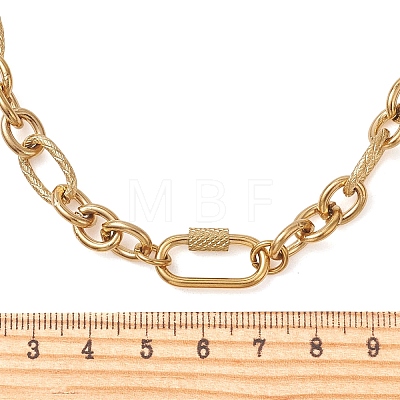 8MM 304 Stainless Steel Figaro Chain Necklaces with Screw Carabiner Lock for Women NJEW-JN06295-1