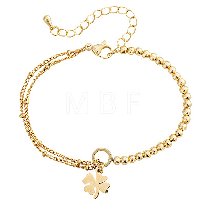 Four Leaf Clover 304 Stainless Steel Charm Bracelets UY0745-2-1