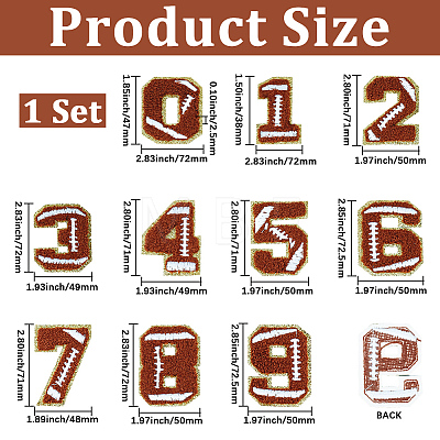 1Bag Sport Theme Number 0~9 Embroidery Cloth Iron on/Sew on Patches PATC-CY0001-65A-1