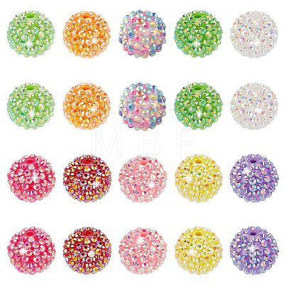 20Pcs 10 Colors AB Color Plated Acrylic Rhinestone Beads OACR-PH0004-01-1