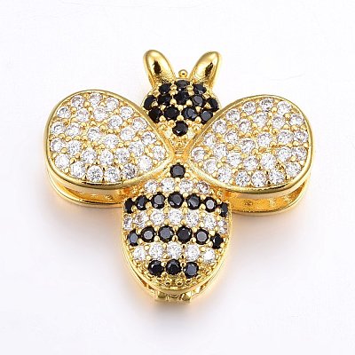 Brass Micro Pave Cubic Zirconia Slide Charms ZIRC-G147-17-NR-1