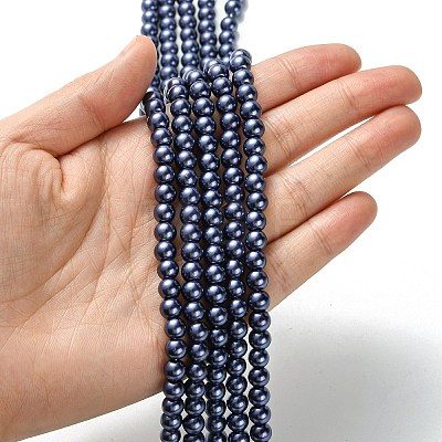 Eco-Friendly Dyed Glass Pearl Beads Strands HY-A008-6mm-RB079-1