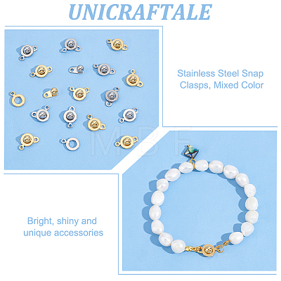Unicraftale 8Pcs 201 Stainless Steel Snap Clasps and 8Pcs 304 Stainless Steel Snap Clasps STAS-UN0053-72-1