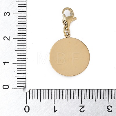 Flat Round with Sun 304 Stainless Steel Enamel Pendant Decoration STAS-S165-01A-G-1