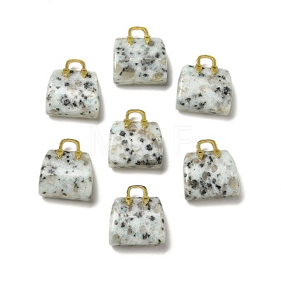 Natural Sesame Jasper Brass Pendants KK-E274-01G-23-1