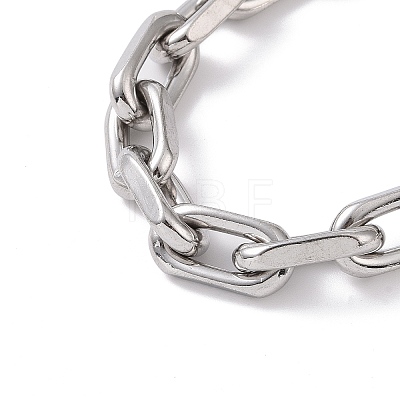 201 Stainless Steel Oval Link Chain Bracelets for Men BJEW-R313-07P-1