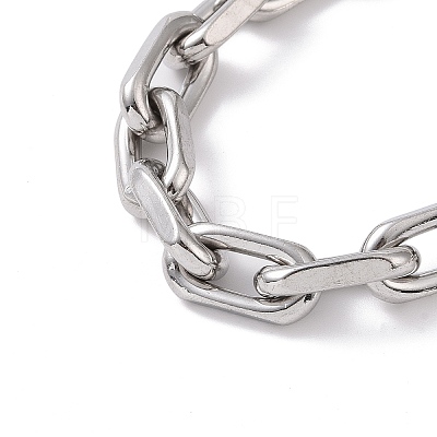 Non-Tarnish 201 Stainless Steel Oval Link Chain Bracelets for Men BJEW-R313-07P-1